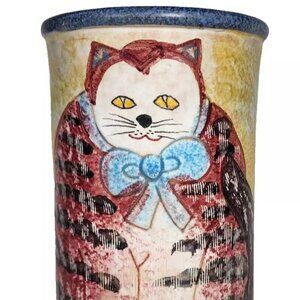 Vintage The Cellar Macy's Hand Painted Fat Cat Crock Decorative Only Italy
